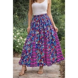 Diane Freis Vintage Floral Pleated Skirt Women's Bohemian 80's Boho Festival